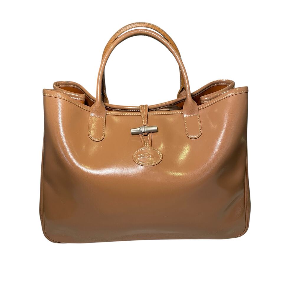Longchamp Roseau Glossy Tan Shoulder Bag